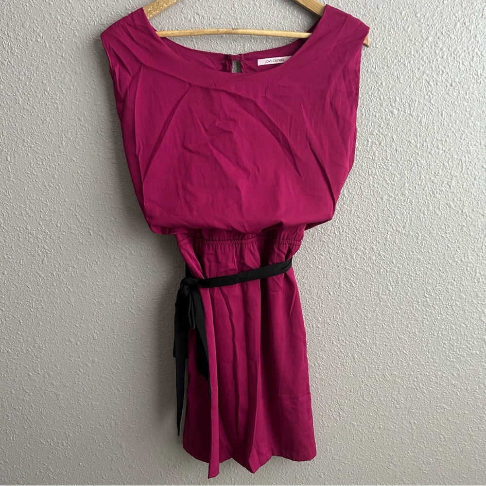 NEW Love Culture Y2K Magenta sleeveless drape tie waist‎ mini dress
